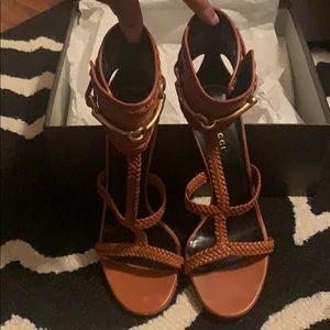 Authentic Gucci “Ursula” braided t-strap Sandals
